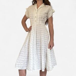 Vintage white eyelet lace dress